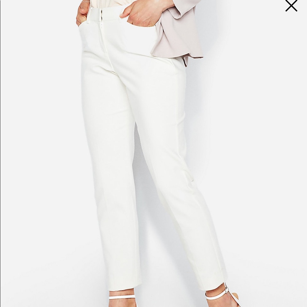 Express White Mid-Rise Ankle Work Pant